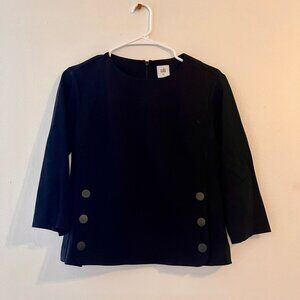 Cabi Women’s Black Long Sleeve Blouse with Front Button Accents Sz XS